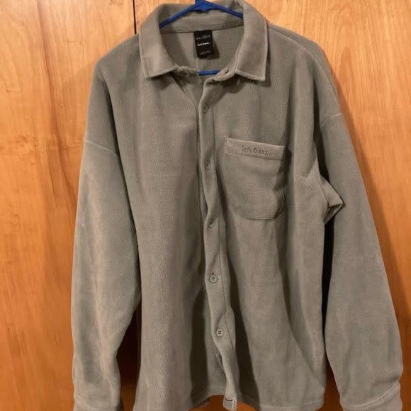 Seafoam Button-Through Fleece Shirt - Picture 4 of 6
